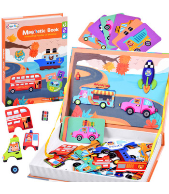 Magnetinių transporto priemonių dėlionė, 66 elementai