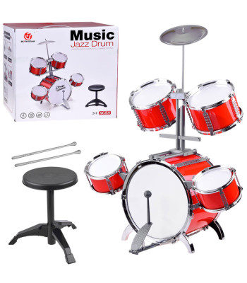 Vaikiškas būgnų rinkinys su 5 būgnais ir lėkšte