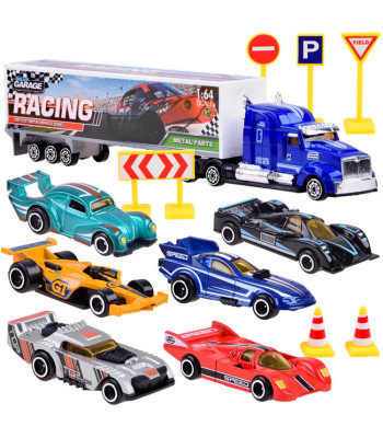 Metalinių mašinėlių rinkinys su kelio ženklais