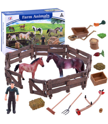 Didelis ūkio gyvūnų rinkinys „Nudažyti arkliai tiesiai iš aptvaro“