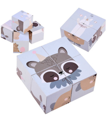 Mediniai kaladėlės dėlionė su gyvūnų paveikslėliais