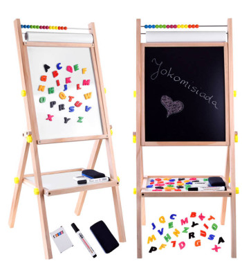 Medinė magnetinė lentelė 3in1 su molbertu, kreida ir žymekliais TA0096