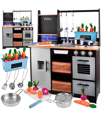 Medinė virtuvė vaikams su šaldytuvu