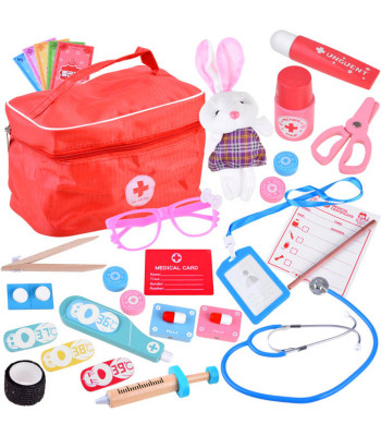 Mažojo Gydytojo Rinkinys su Mediniais Priedais