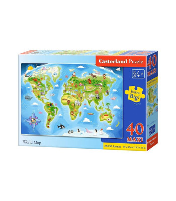 Puzzle 40 el. MAXI Pasaulio žemėlapis