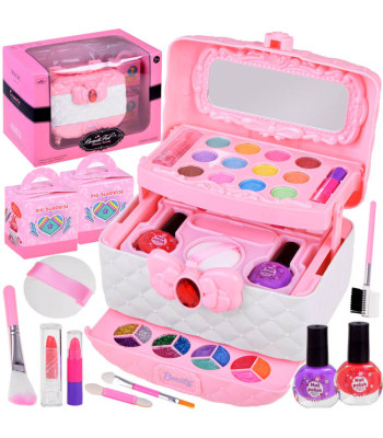 Rožinis didelis grožio rinkinys makiažui ZA4175