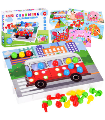 Edukacinė mozaika vaikams – Spalvota dėlionė su mygtukais