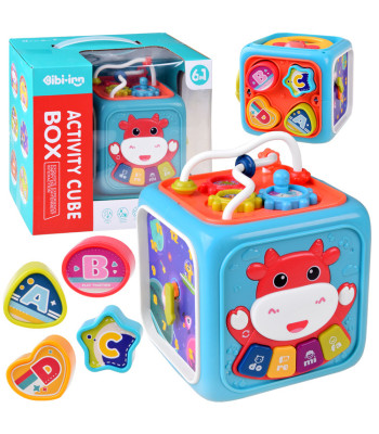 Interaktyvi edukacinė kubas su pianinu ir rūšiavimo žaidimu
