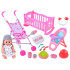 Didelis interaktyvios lėlės rinkinys su vežimėliu, kėdute ir aksesuarais