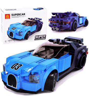 Techninės kaladėlės Sportinis automobilis Mėlynas 139 dalių su lipdukais ZA4288