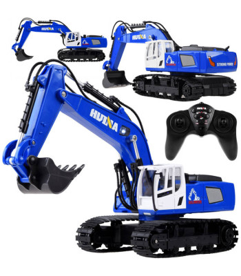 Nuotoliniu būdu valdoma mėlyna ekskavatorius