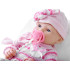 Rinkinio rožinė lėlė kūdikis mergaitė su čiulptuku ir antklode ZA4353