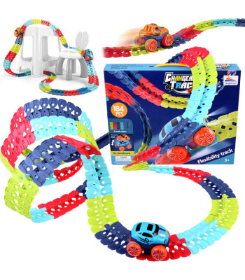 Spalvinga lanksčioji trasa su 184 elementais ir automobiliu - 4m