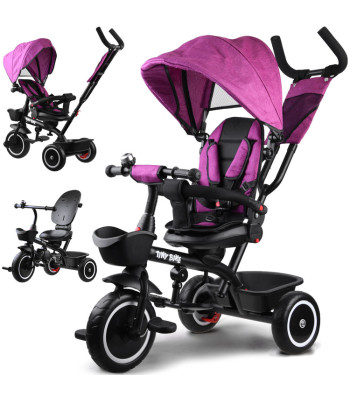 Triratukas Tiny Bike 3-in-1 rožinis su stogeliu