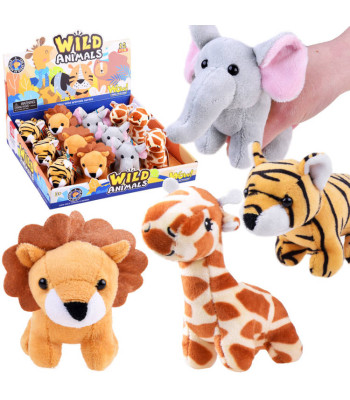 Plušinė žaislinė safari kolekcija: dramblys, liūtas, tigras, žirafa