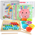 Montessori edukacinė mozaika su mediniais karoliukais