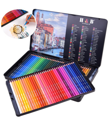 Akvareliniai pieštukai 72 spalvų rinkinys su metaliniu dėklu