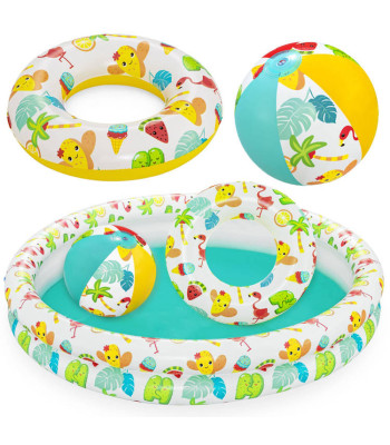 Bestway Rinkinys: Baseinas, Kamuolys, Plaukimo Ratas, 122 cm