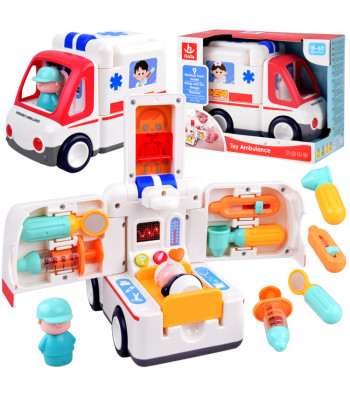 Interaktyvus žaislinis automobilis - greitosios pagalbos mašina su priedais ir garsais