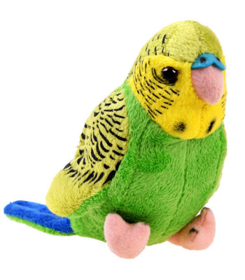 Žaliosios banguotosios papūgėlės pliušinis žaislas 13 cm