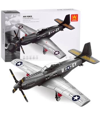 Techninės kaladėlės - kovinis lėktuvas P-51 Mustang Fighter 256 vnt.