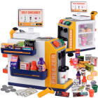 Savarankiško aptarnavimo parduotuvė su kavos aparatu ir šaldytuvu