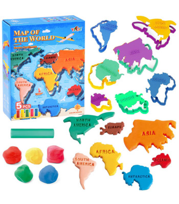 Edukacinis plastilino rinkinys 'Kontinentai Pasaulio žemėlapis' formelės