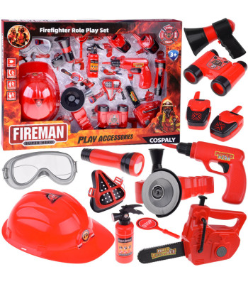 Didelis gaisrininko rinkinys su šalmu ir pjūklu 13 dalių gaisrinės žaislas ZA4698