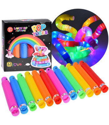 POP TUBE šviečiančios LED sensorinės vamzdeliai 12 vnt ZA4709