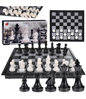 Magnetinės šachmatų ir šaškių žaidimų rinkinys 2 viename