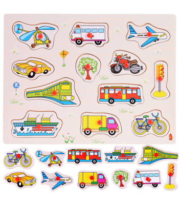 Medinės dėlionės transporto priemonės