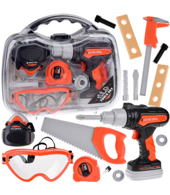 Vaikų įrankių rinkinys su gręžtuvu ir priedais