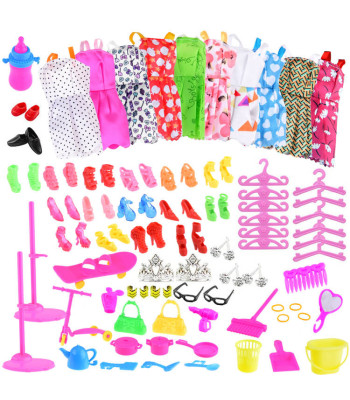 Suknelių, batų ir aksesuarų rinkinys lėlėms ZA4741