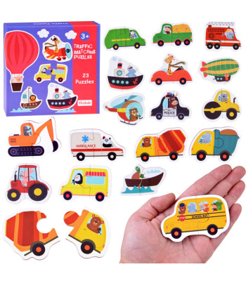 23 dalių dėlionė su transporto priemonėmis