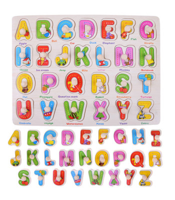 Medinės raidės ABECĖLĖ 2in1 su anglų kalba