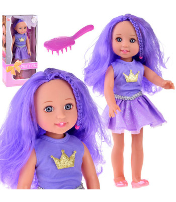 Fioletinė Karalienė Lėlė su violetiniais plaukais 38 cm
