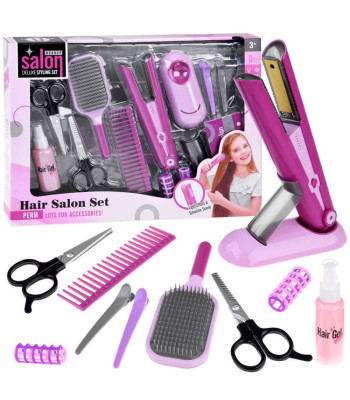 Vaikų kirpimo rinkinys su plaukų tiesintuvu ir šepečiu