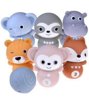 Guminiai gyvūnėliai - kėgliai su sensorine kamuoliu ZOO vaikams ZA4818