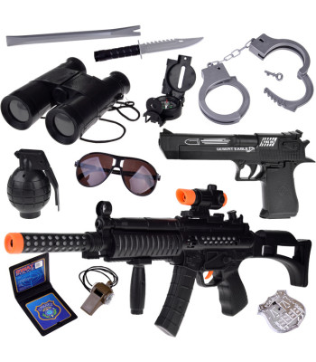 Policijos žaidimų rinkinys su pistoletu ir antrankiais ZA4826