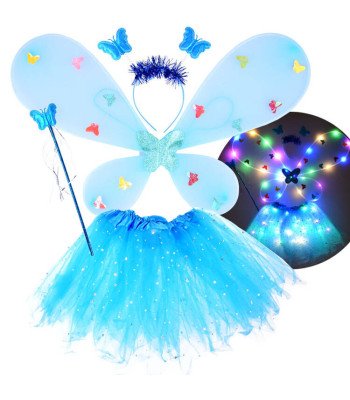 Mėlynas šviečiantis kostiumas mažai fėjai
