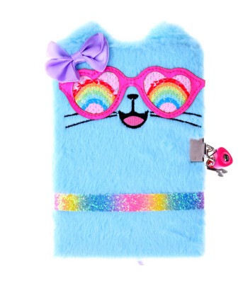 Užrašų knygelė - slapta dienoraštis su užraktu, mėlynas katinas