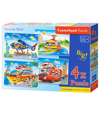 Puzzle 4w1 8,12,15,20-elementų Travel the World
