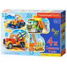 Dėlionės vaikams 4in1 statybinės transporto priemonės