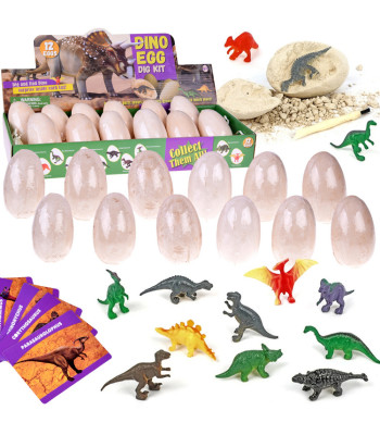 Archeologijos rinkinys su 12 Didelių Kiaušinių ir Dinozaurų Kortelėmis
