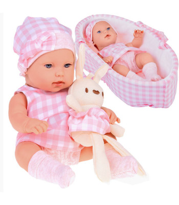 Bobas Lėlė Naujagimis su Rožine Kepuraite ir Suknele