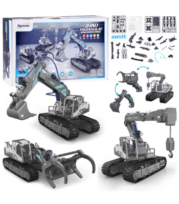 3 in 1 Statybinių Mašinų Rinkinys su Hidraulika