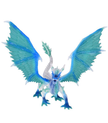 Mėlynas ir baltas ledinis drakonas su judančiais sparnais