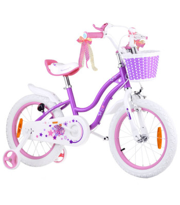RoyalBaby Vaikiškas Dviratis STAR GIRL 16 colių su krepšeliu ir šoniniais ratukais RB16G-1