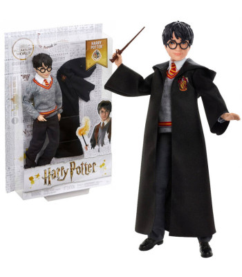 Harry Potter lėlė su Grifų Gūžtos uniforma ir lazdele