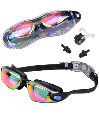 Plaukimo akiniai vaikams ir jaunimui UV ANTI-FOG su ausų ir nosies kištukais